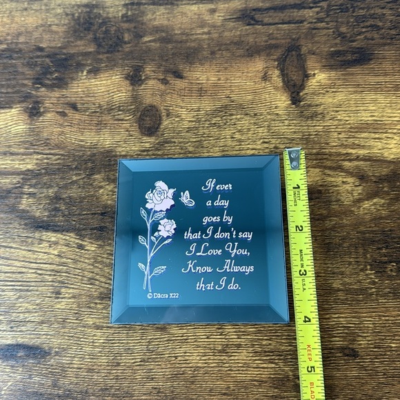 Decorative Glass Mirror Plaque with Floral Design - Picture 3 of 4